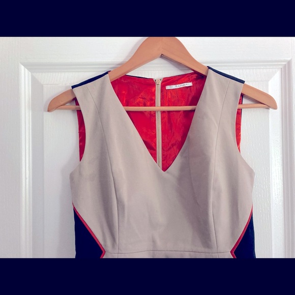 Tahari Tan Darted Waist Sheath Dress, 2 - Picture 3 of 6